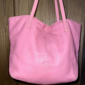 Loewe Pink Leather Tote Bag